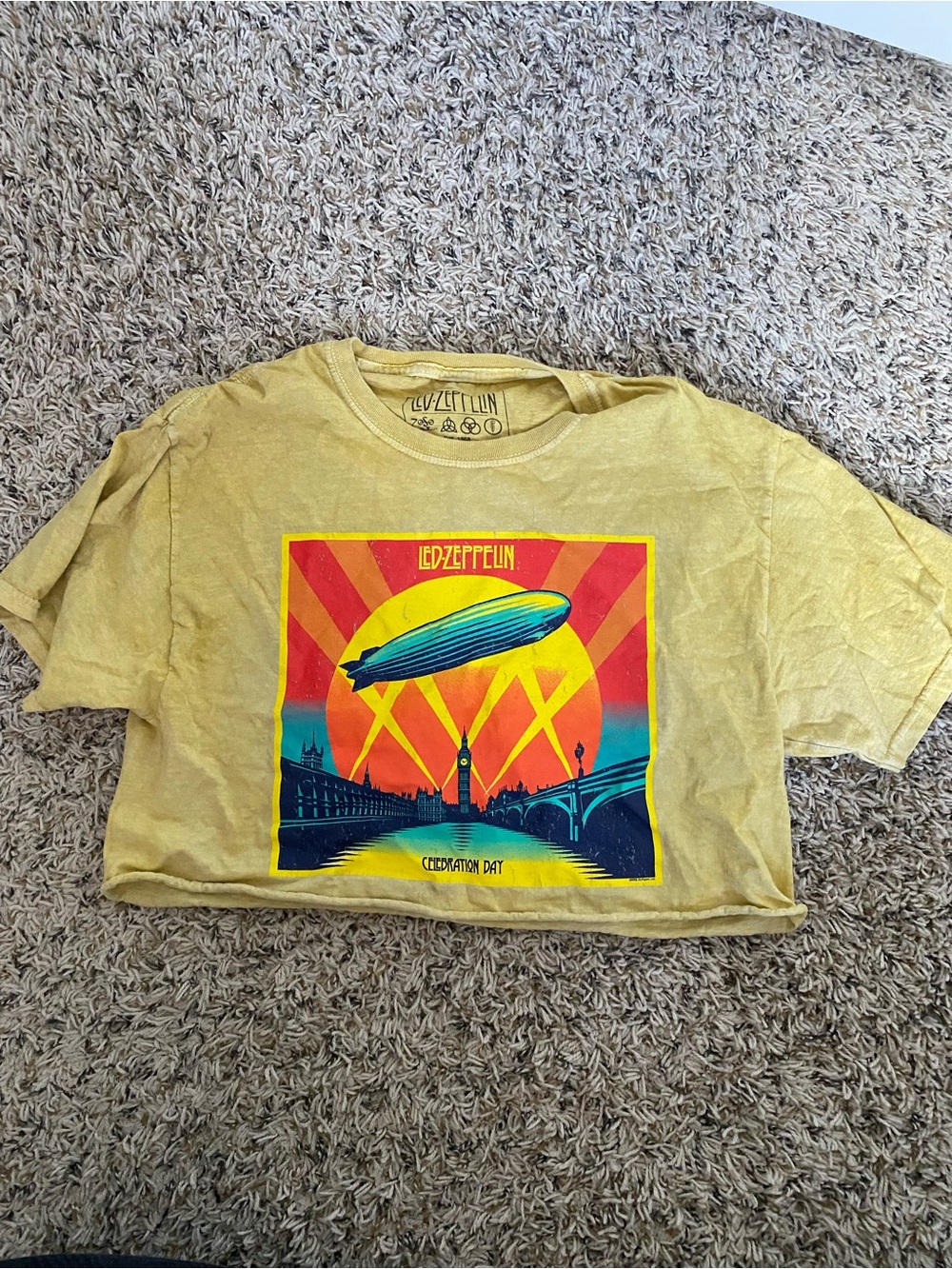 Led Zeppelin Faded Yellow Graphic Crop Tee